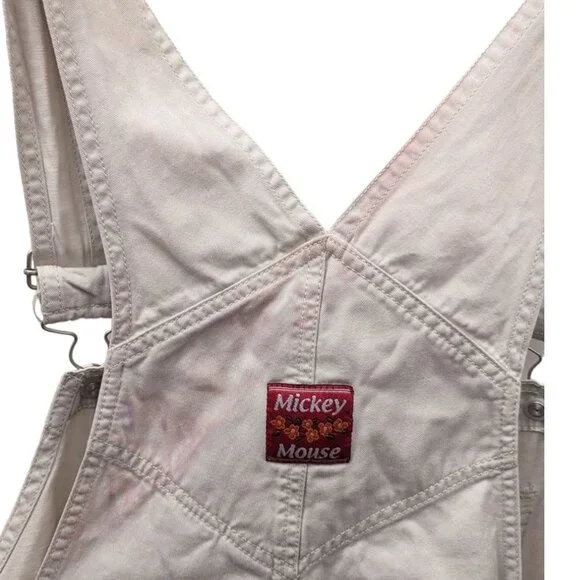 Vintage Y2K Mickey Unlimited Mickey Khaki Beige Overalls Bib Shortalls 22W/24W
